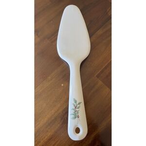 Ceramic Christmas Holly Berry Cake Pie Server White Holiday‎ Dessert Server